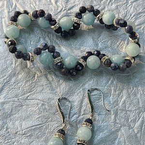 Sapphire and Aquamarine beaded Bracelet-Handmade bracelet